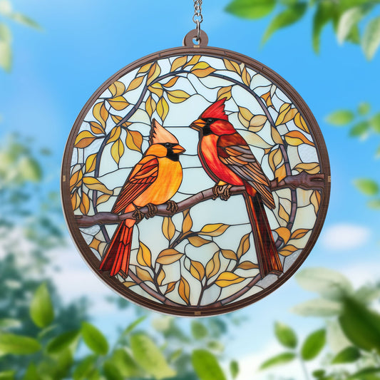 Cardinal 2 Layered Hanging Suncatcher MLN3929WH