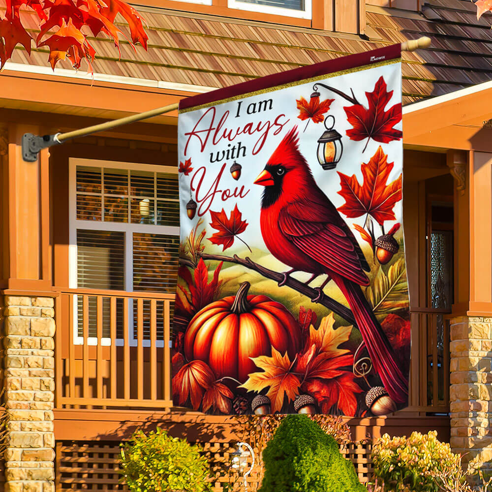 Cardinal Fall Leaves I Am Always With You Flag MLN3656F