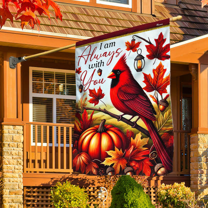Cardinal Fall Leaves I Am Always With You Flag MLN3656F