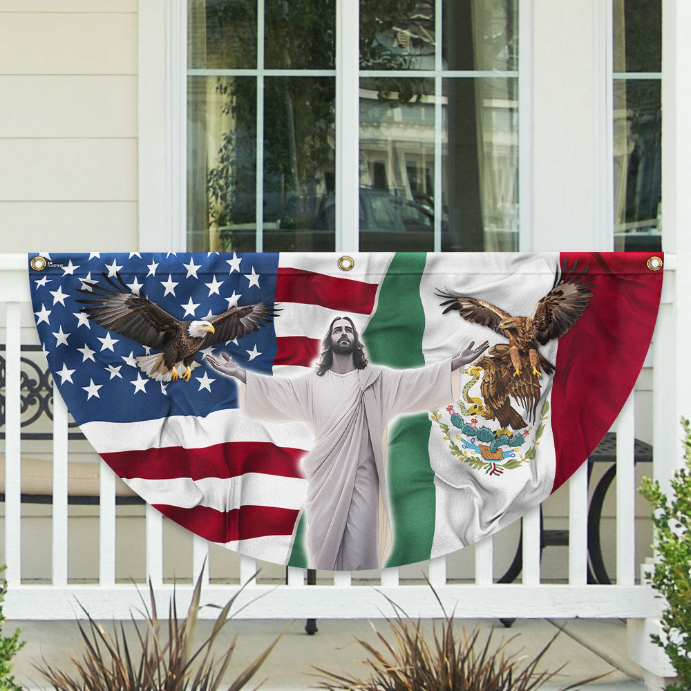 Mexican American Jesus Non-Pleated Fan Flag PHB05LPN