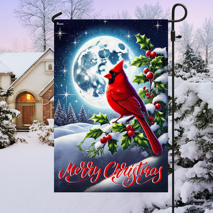 Cardinal Moon Merry Christmas Flag TQN3775F