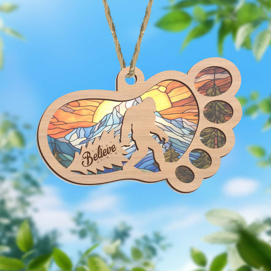 Bigfoot Christmas Believe Sasquatch Suncatcher Ornament TQN1907SC