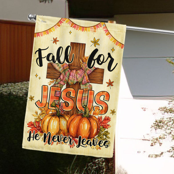 Fall For Jesus Religious Thanksgiving Flag LHB-1298-DTD