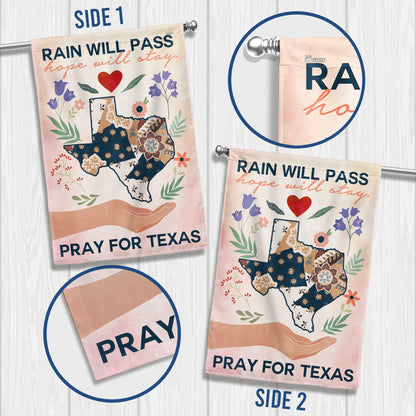 Pray for Texas Hope Flag - Rain Will Pass Flood Relief Flag with Floral Design