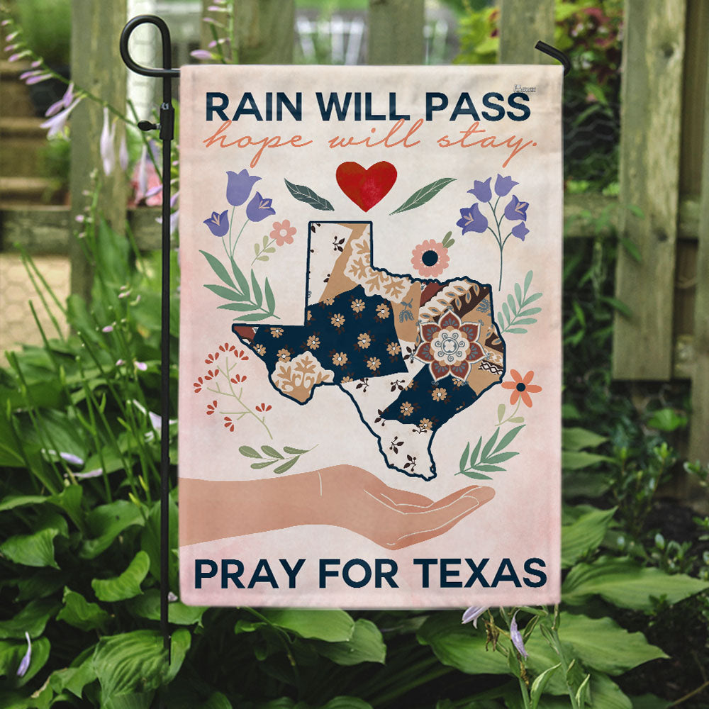 Pray for Texas Hope Flag - Rain Will Pass Flood Relief Flag with Floral Design