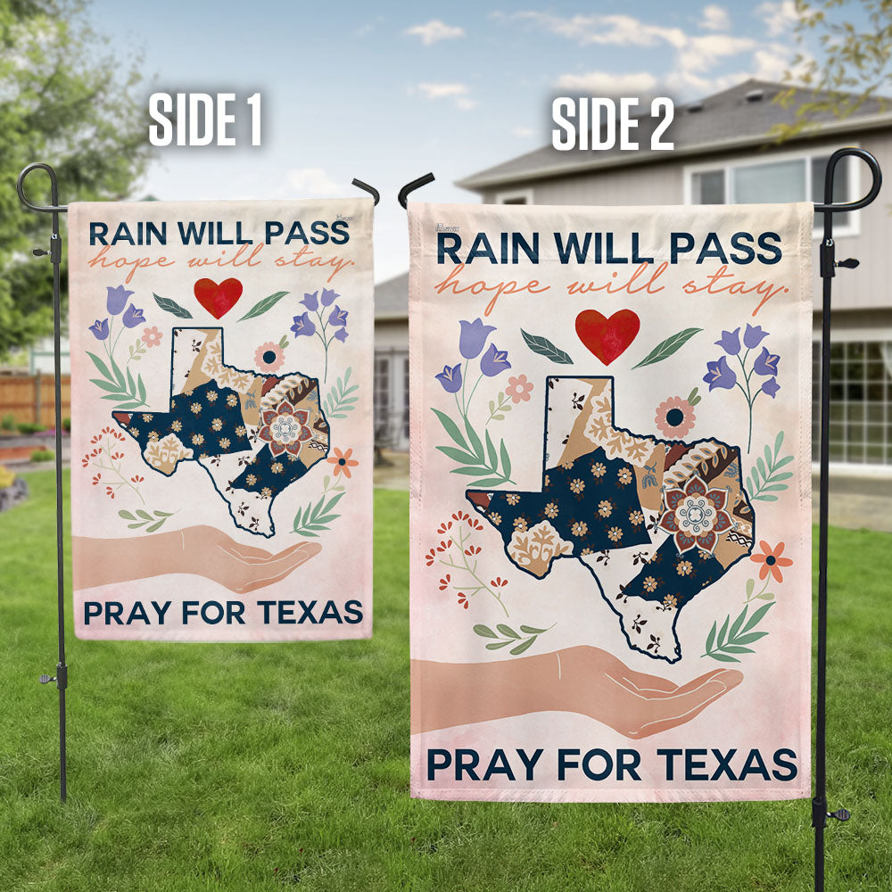 Pray for Texas Hope Flag - Rain Will Pass Flood Relief Flag with Floral Design