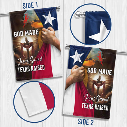 Texas Flag - God Made Jesus Saved Texas Raised Christian Flag for Indoor Outdoor Decor