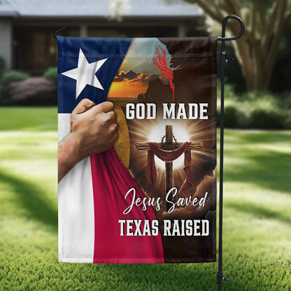 Texas Flag - God Made Jesus Saved Texas Raised Christian Flag for Indoor Outdoor Decor