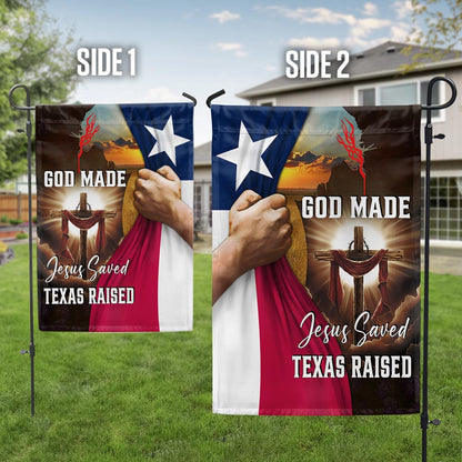 Texas Flag - God Made Jesus Saved Texas Raised Christian Flag for Indoor Outdoor Decor