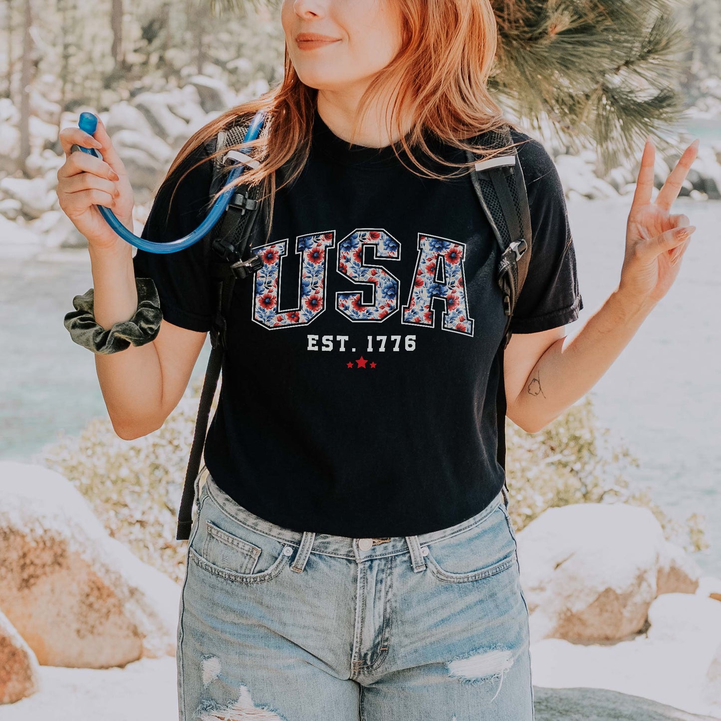 Shirt for Women | Patriotic Red White Blue Shirt T-shirt for Independence Day