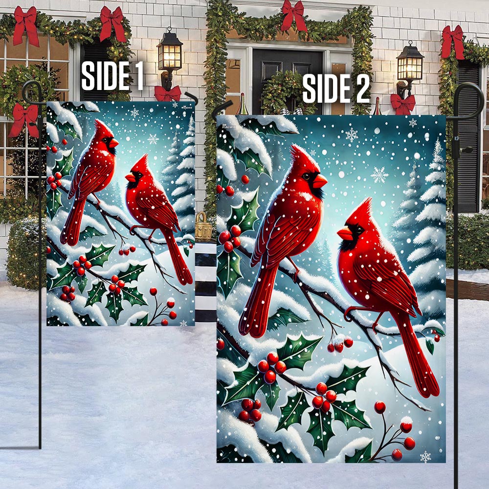 Cardinal Bird Christmas Flag TQN3797F