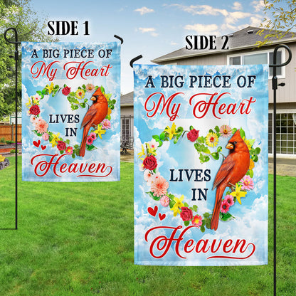 Cardinal Memorial A Big Piece Of My Heart Lives In Heaven Flag MLN1290F