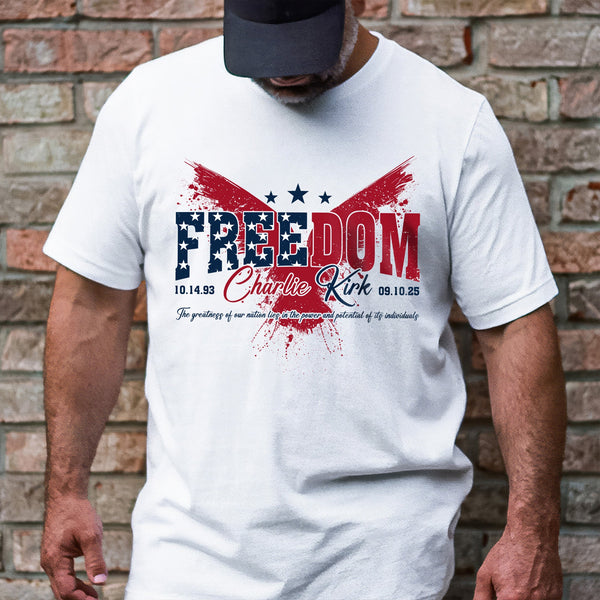 American Freedom T-Shirt – Charlie Kirk USA Flag Patriotic Tee