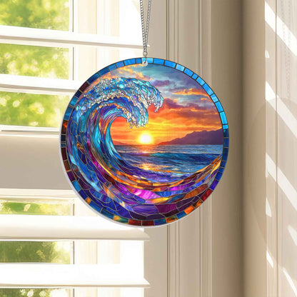 Sea Wave Suncatcher Ocean Beach Acrylic Hanging Sign TQN4456AS