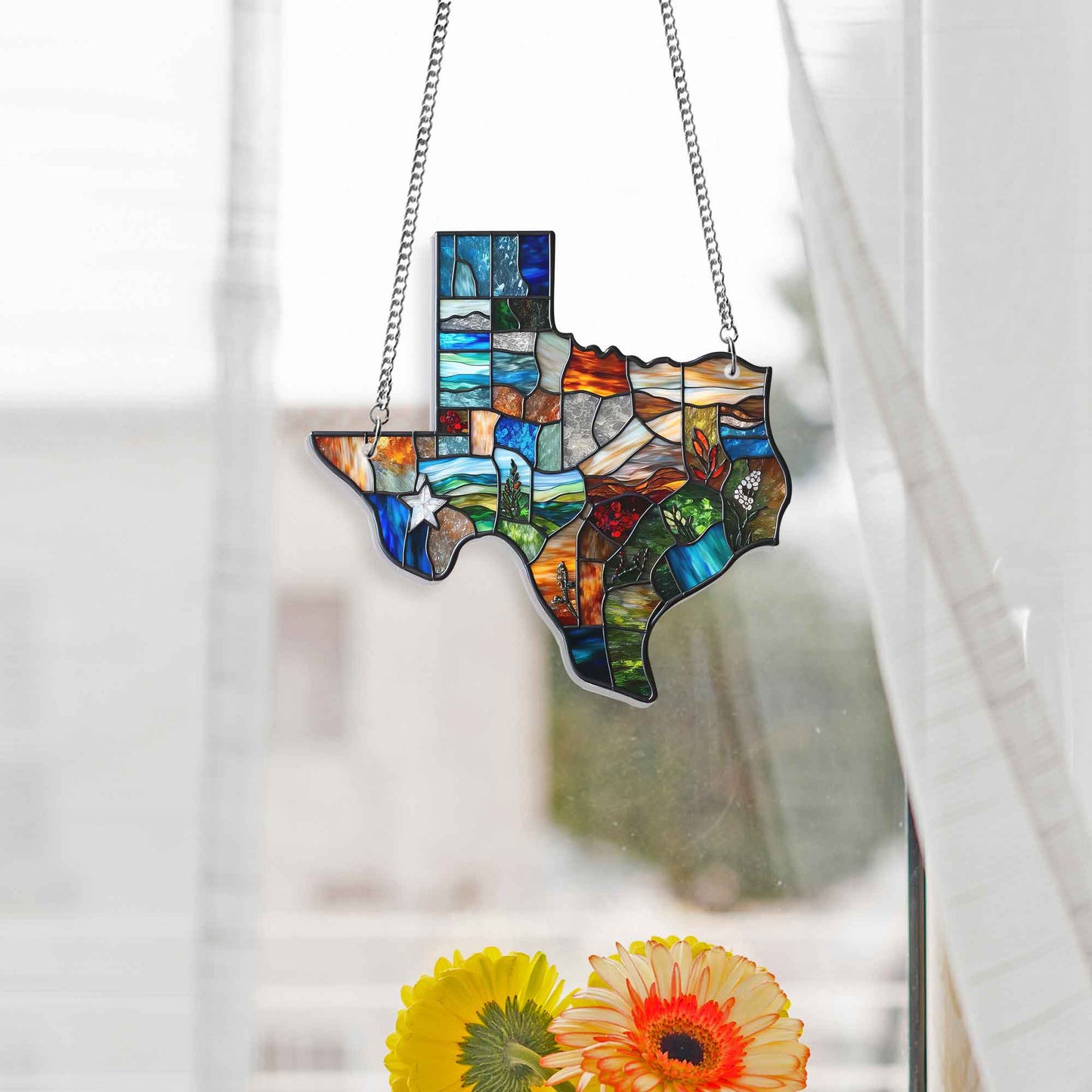 Texas Map Suncatcher Acrylic Hanging Sign TQN4564AS