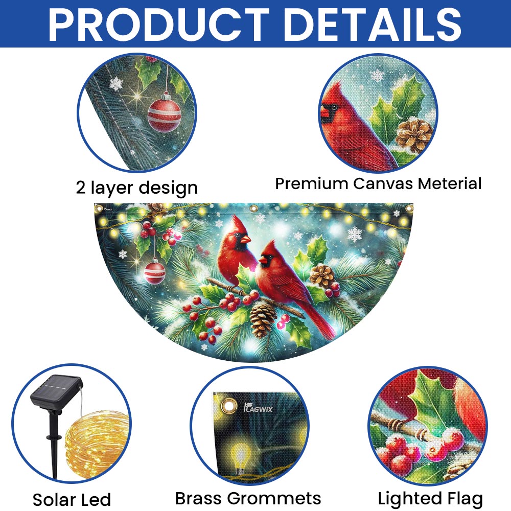 Cardinal Christmas Winter Red Bird Xmas Solar LED Fan Flag TQN4244SL