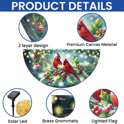 Cardinal Christmas Winter Red Bird Xmas Solar LED Fan Flag TQN4244SL
