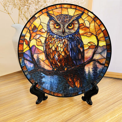 Owl Stained Glass Suncatcher Window Hanging TQN5191NGT