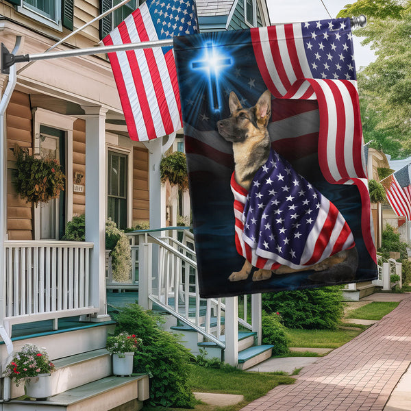 Flagwix American Flag - German Shepherd American Patriot Flag Wrapped in Glory MLN3132F