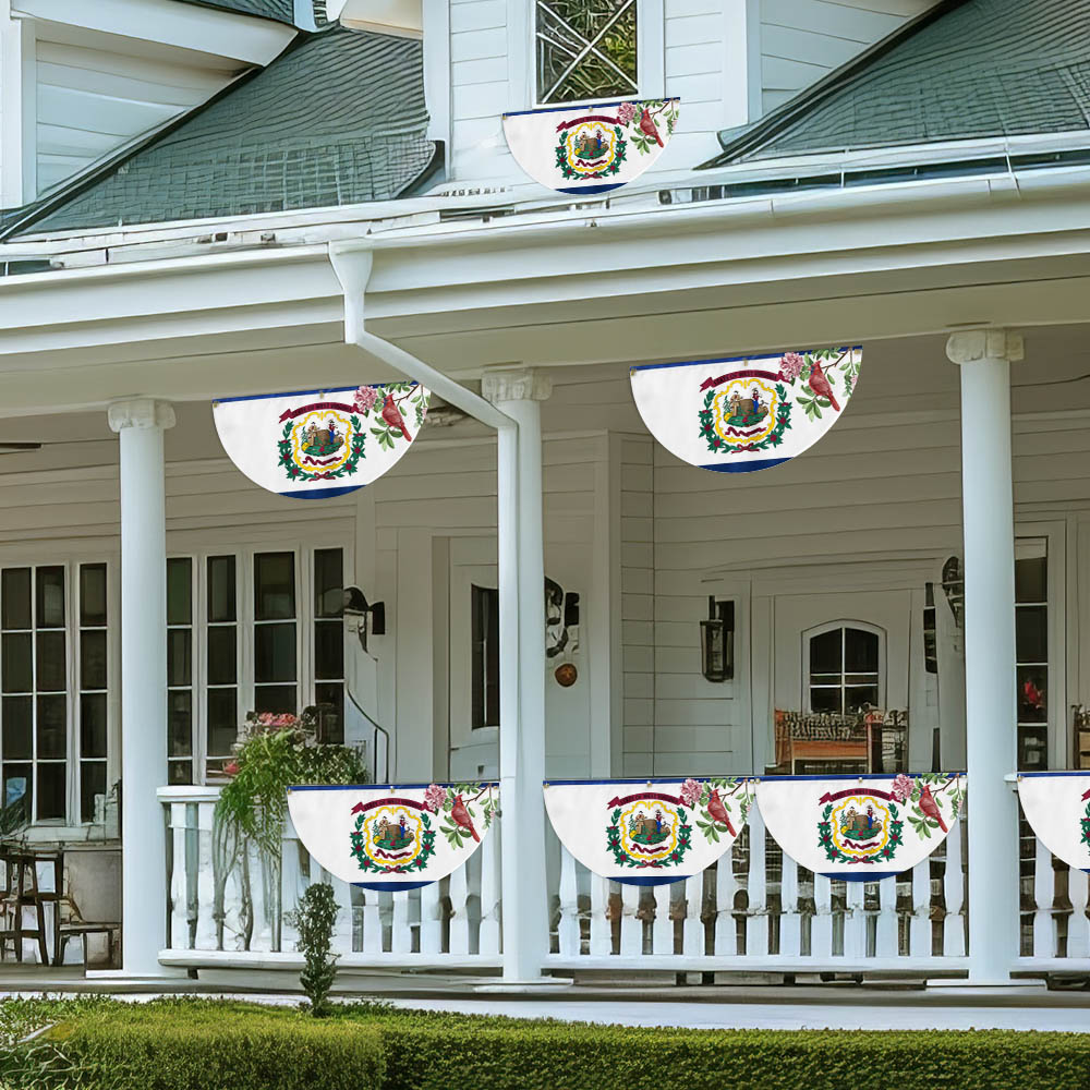 Cardinal and Rhododendron Flower, West Virginia Non-Pleated Fan Flag TPT1858FLv1