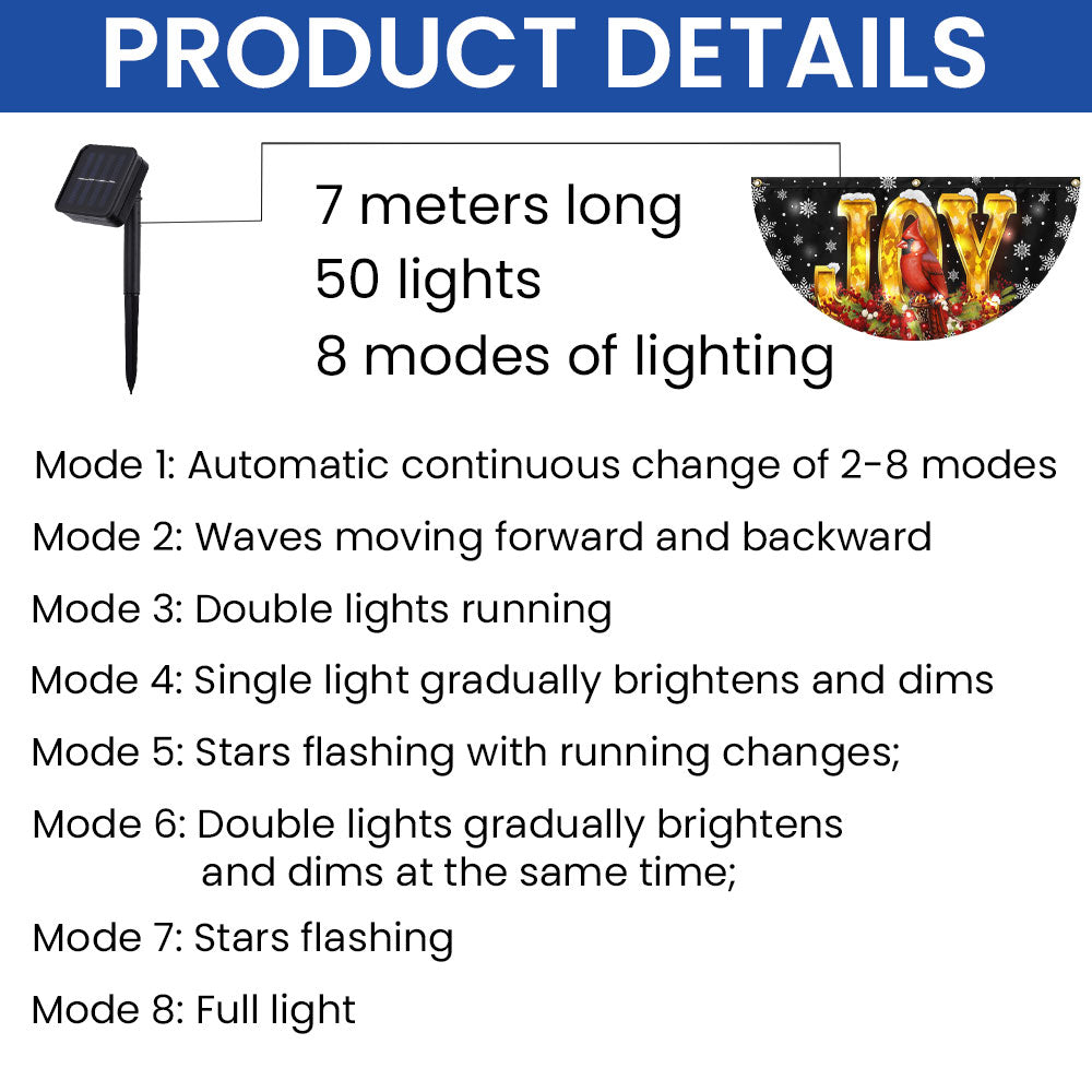Cardinal Christmas Joy To The World Solar Led Fan Flag