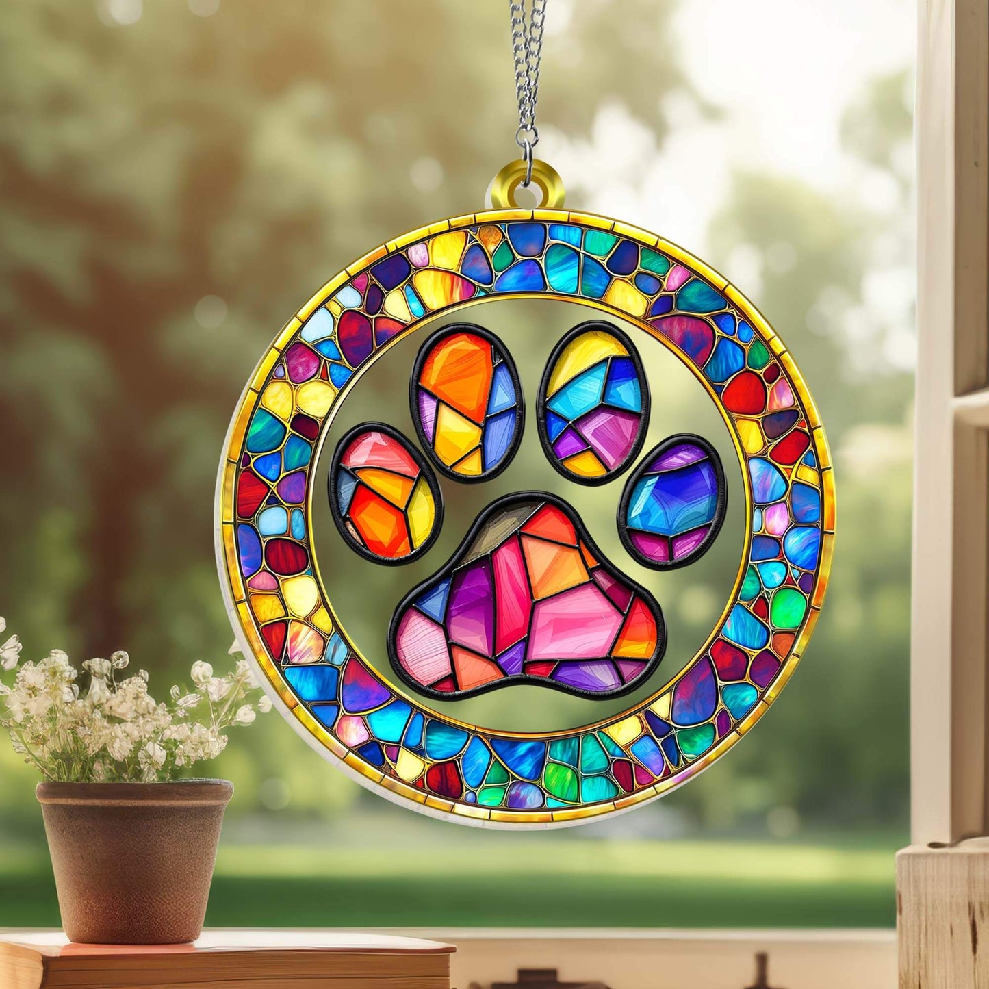 Pet Paw Dog Lover Memorial Dog Acrylic Suncatcher Window Hanging TQN5047TNB