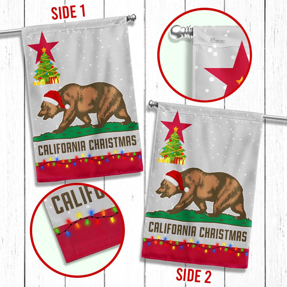 California Christmas Santa Bear Merry Christmas Flag MLN2045F