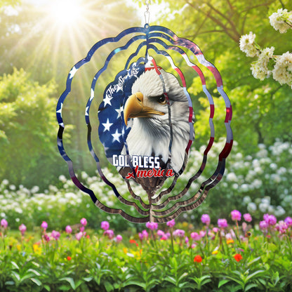 Personalized Patriot Eagle God Bless America Wind Spinner MLN5190PMN