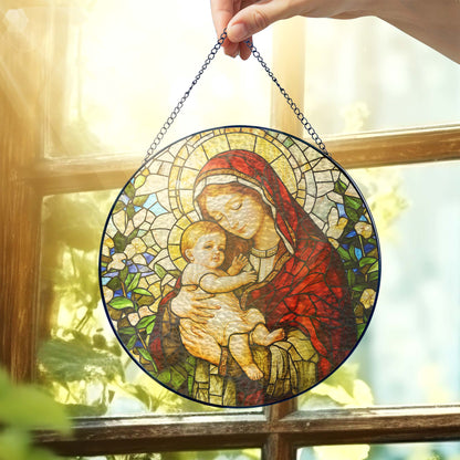 Blessed Virgin Mary Catholic  Religious Stained Glass Suncatcher TQN5189HVN