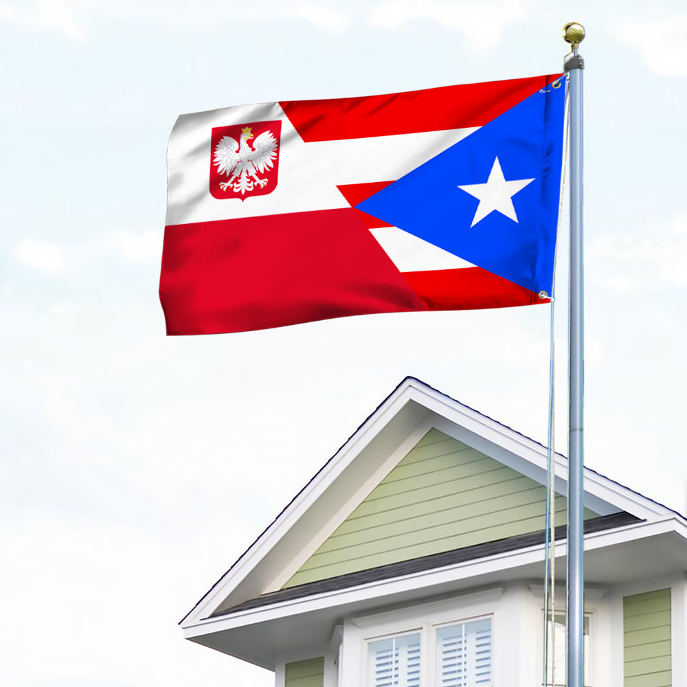 Puerto Rican And Polish Grommet Flag VTM1089NTH