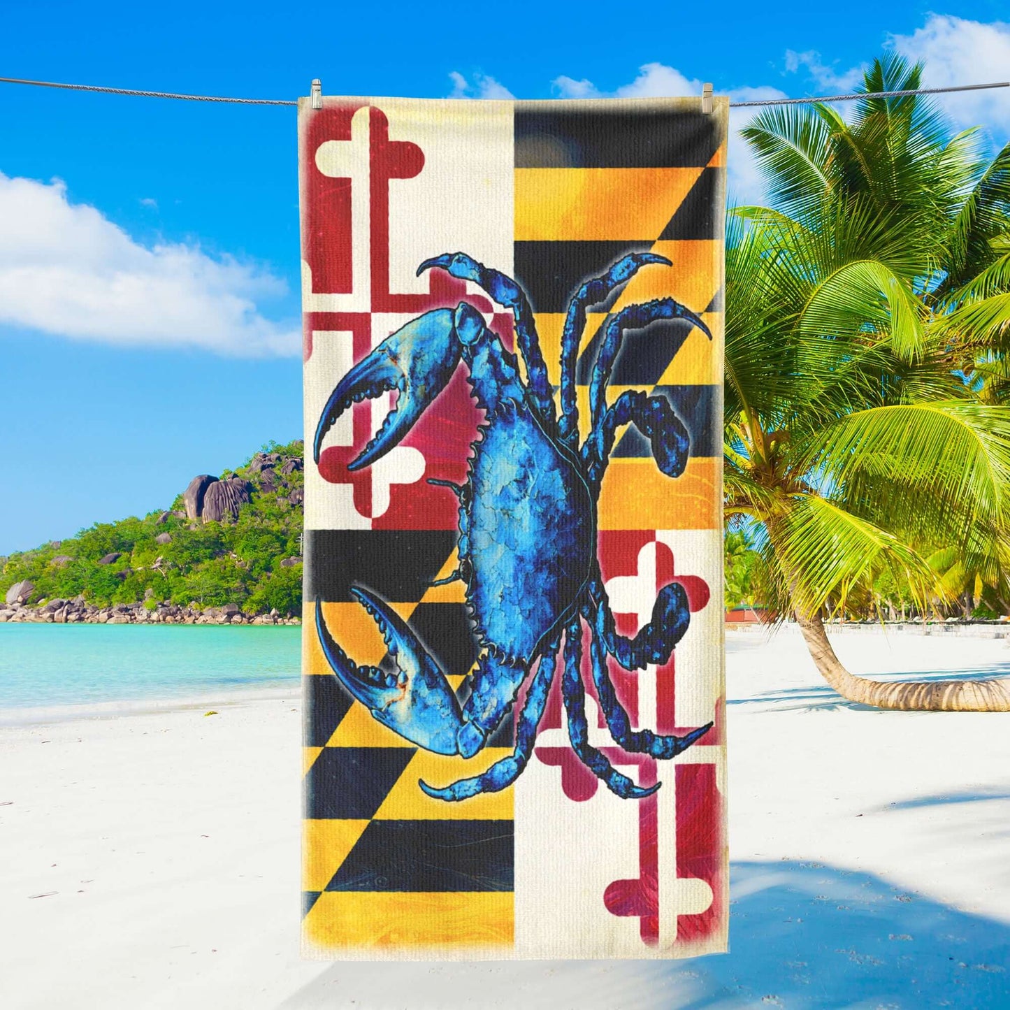 Maryland Blue Crab Coastal Summer Vibes Beach Towel TQN5280HVN