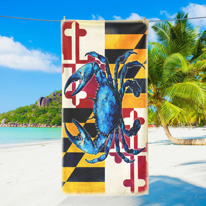 Maryland Blue Crab Coastal Summer Vibes Beach Towel TQN5280HVN
