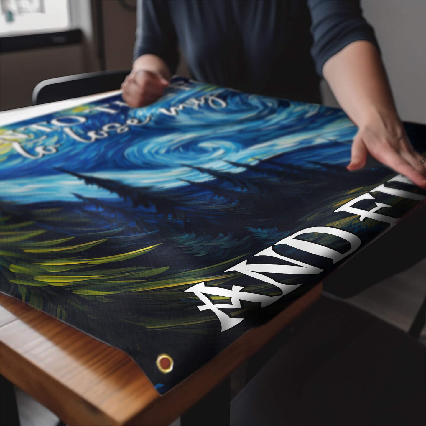 Bigfoot In Starry Night, And Into The Forest I Go, Bigfoot Funny Dorm Flag TPT1173GF