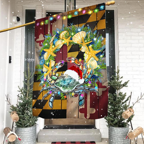 Blue Crab Maryland Christmas Flag TPT480F