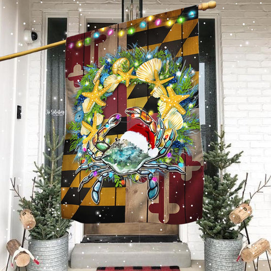Blue Crab Maryland Christmas Flag TPT480F