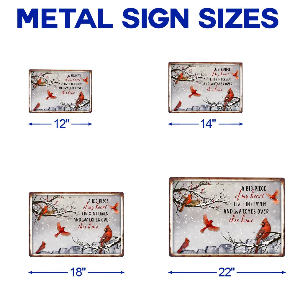 Cardinal Hanging Metal Sign A Big Piece Of My Heart Lives In Heaven MLH2191MS
