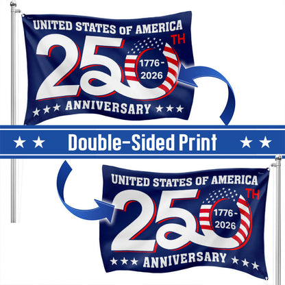 Patriotic 250th Anniversary 1776 2026 United States of America Semiquincentennial Grommet Flag