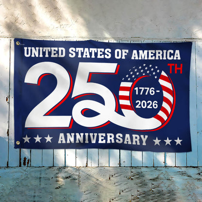 Patriotic 250th Anniversary 1776 2026 United States of America Semiquincentennial Grommet Flag