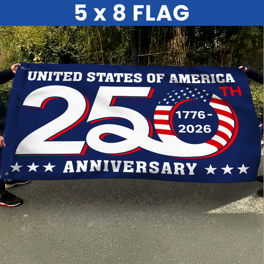 Patriotic 250th Anniversary 1776 2026 United States of America Semiquincentennial Grommet Flag