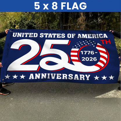 Patriotic 250th Anniversary 1776 2026 United States of America Semiquincentennial Grommet Flag