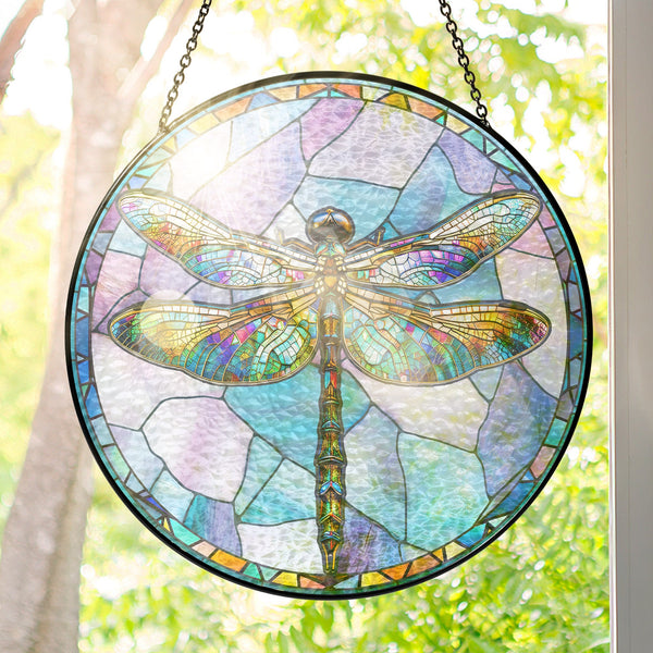 Dragonfly Stained Glass Suncatcher Unique Nature Gift for Home Decor and Garden Lovers