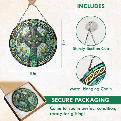 Irish Celtic Cross Stained Glass Suncatcher Irish Sun Catcher Window Decoration