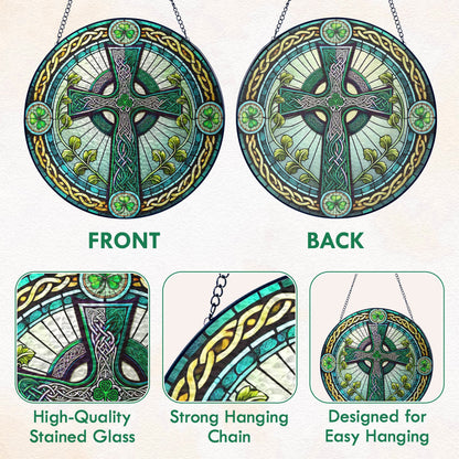 Irish Celtic Cross Stained Glass Suncatcher Irish Sun Catcher Window Decoration