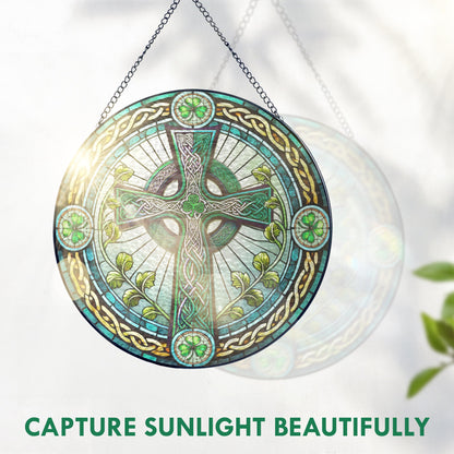 Irish Celtic Cross Stained Glass Suncatcher Irish Sun Catcher Window Decoration