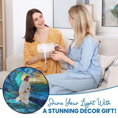 Jesus Christ Stained Glass Suncatcher – Inspirational Handcrafted Religious Window Decor for Evergreen Spiritual Home and Gift