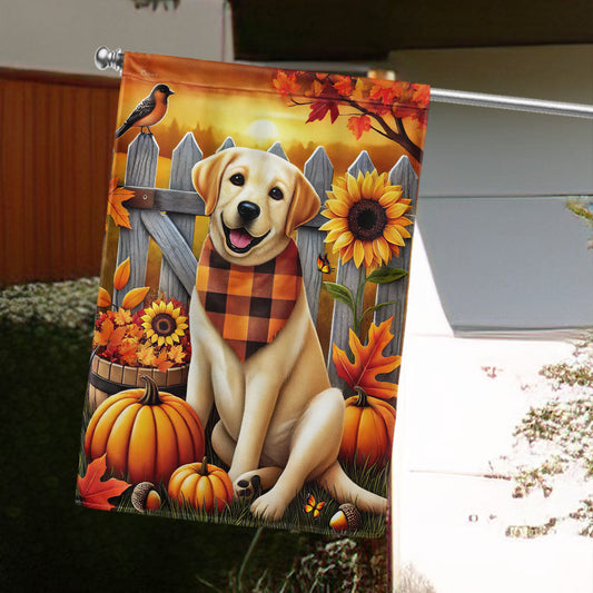 Yellow Labrador Retriever Dog Welcome Fall Flag