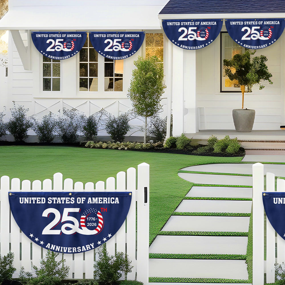 Patriotic 250th Anniversary 1776 2026 United States of America Semiquincentennial Fan Flag