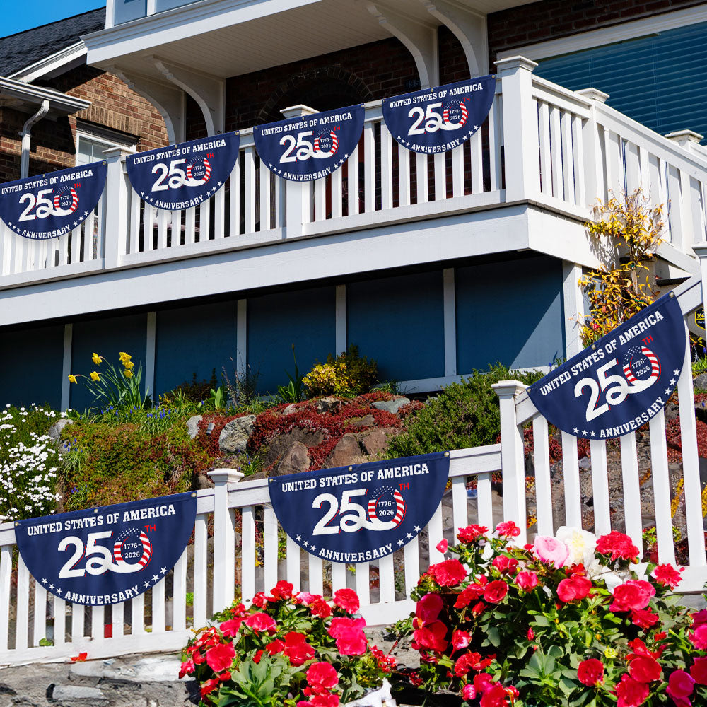Patriotic 250th Anniversary 1776 2026 United States of America Semiquincentennial Fan Flag