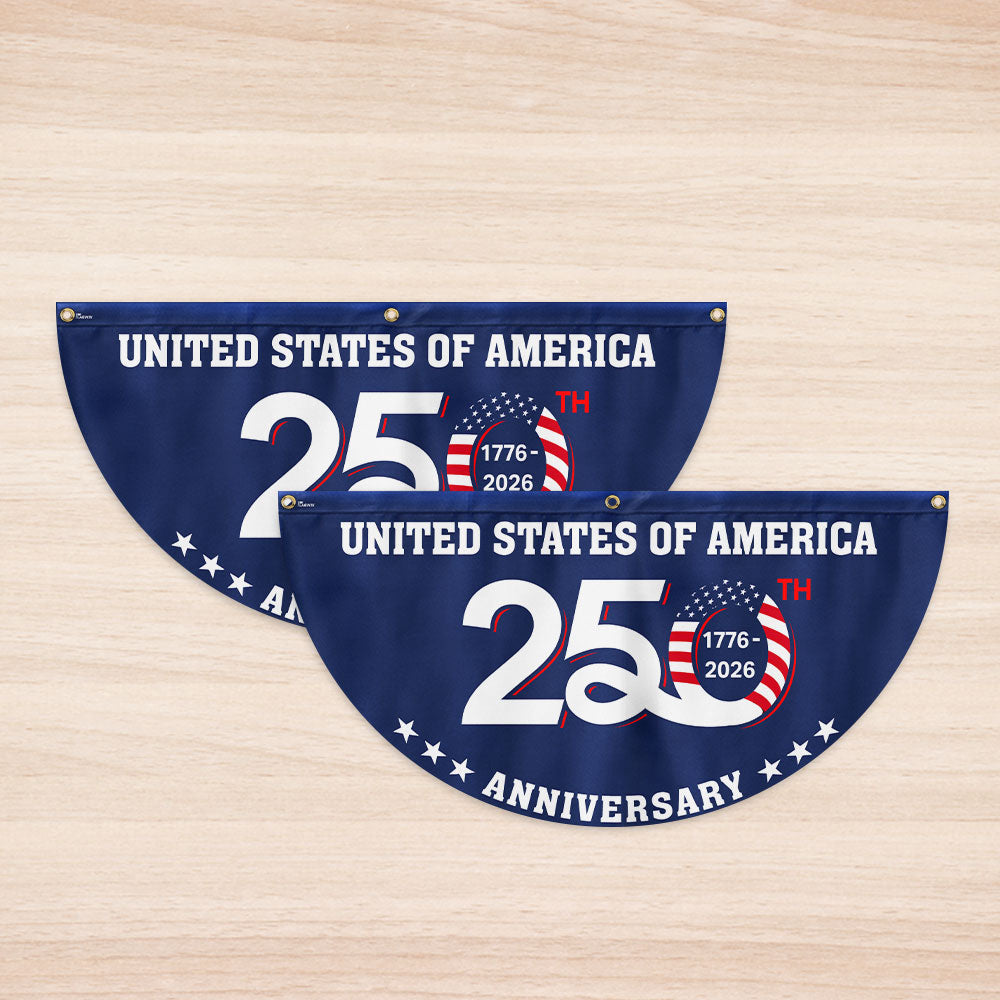 Patriotic 250th Anniversary 1776 2026 United States of America Semiquincentennial Fan Flag