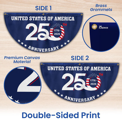 Patriotic 250th Anniversary 1776 2026 United States of America Semiquincentennial Fan Flag